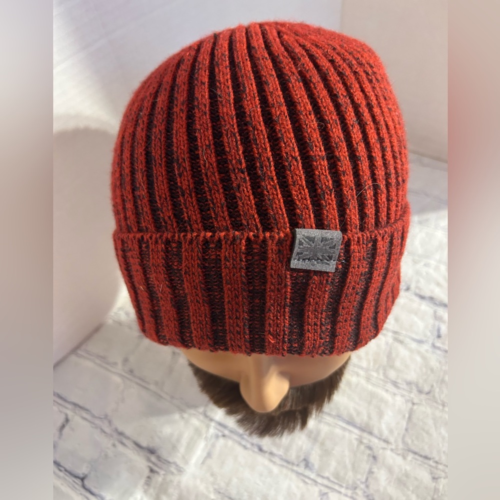 BRITTS KNITS MENS WINTER HARBOR BEANIE RUST RED COLOR ONE SIZE FITS MOST